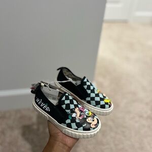 Zara Kids Black and White Cartoon Slip-On Sneakers